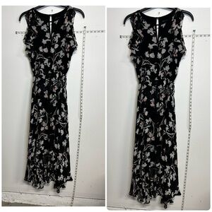 White House Black Market Black and White Floral Midi Dress